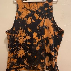 Tie dye orange and black tank top size large